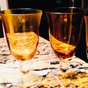 SLAH Arlington Amber Iced Set of 2 Stemware Goblets 16 oz NIB